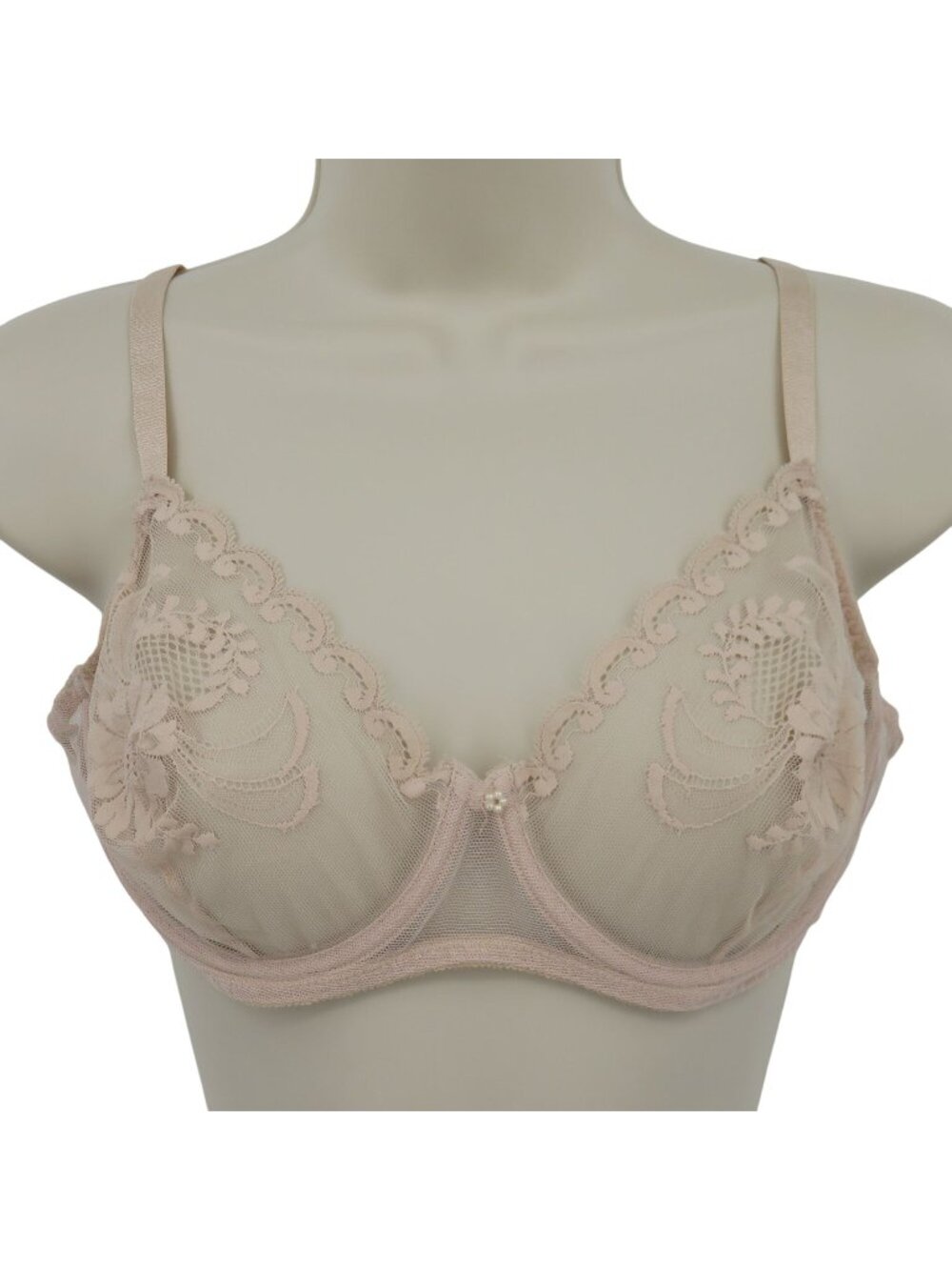 VTG Triumph 36C Bra Style 11170 Cream Floral Flower Lace Sheer Unlined Underwire